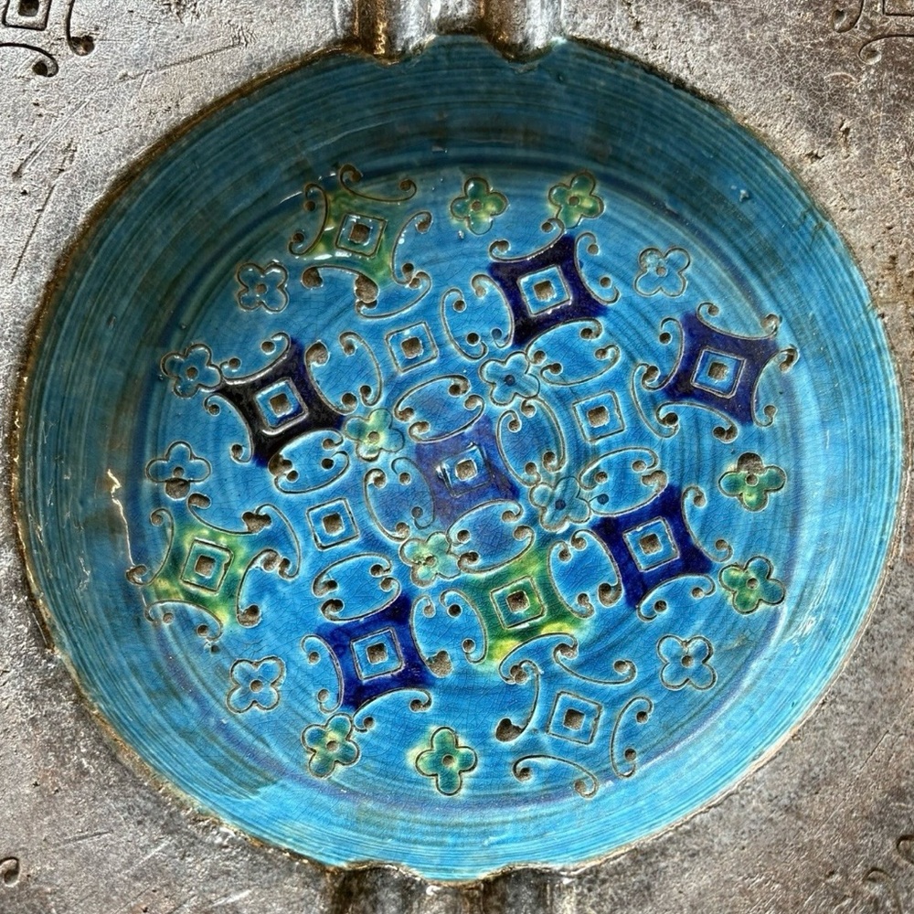 RARE vintage BITOSSI, Rimini Blue CERAMIC ASHTRAY Italian MID CENTURY!